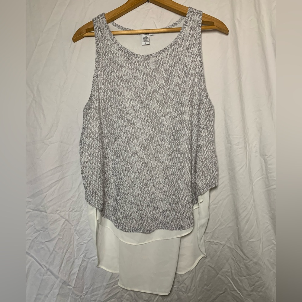 Bar III High-Low Gray Multi-Layered Tank Top